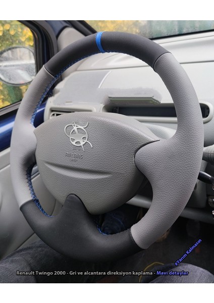 Renault Twingo 2000 Araca Özel Direksiyon Kılıfı (Noktalı Nubuk Yüzüklü)