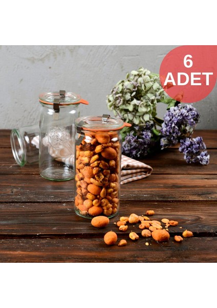 340 ml Silindir Cam Saklama Kavanoz Seti 6 Adet