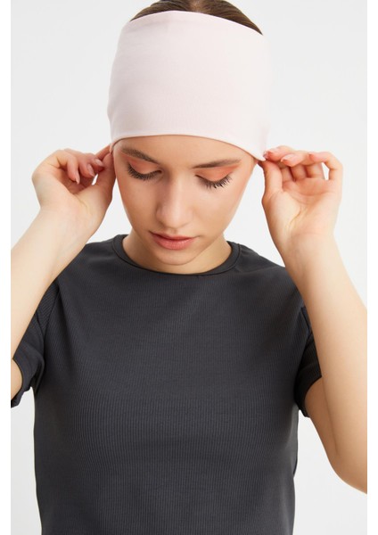 Pudra Kadın Çift Taraflı Kullanım Alternatifli, Pamuklu Penye, Kaymaz, Hafif, Spor Saç Bandı Bandana fiyatları