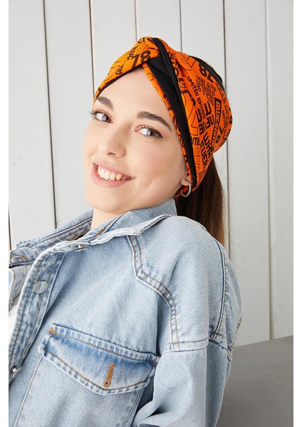 Turuncu Siyah Bandana Saç Bandı Ekstra Yumuşak Esnek Doğal Pamuklu Penye modelleri
