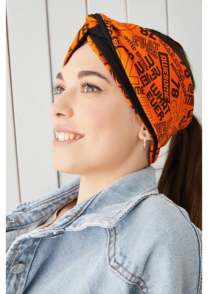 Turuncu Siyah Bandana Saç Bandı Ekstra Yumuşak Esnek Doğal Pamuklu Penye indirimleri