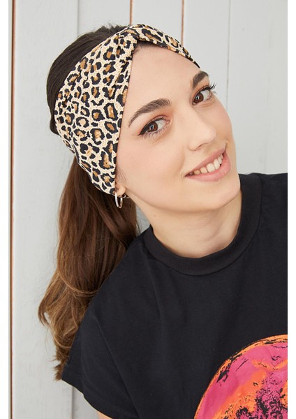 Eşşiz Leopar Desenli Bandana Saç Bandı Ekstra Yumuşak Esnek Doğal Pamuklu Penye