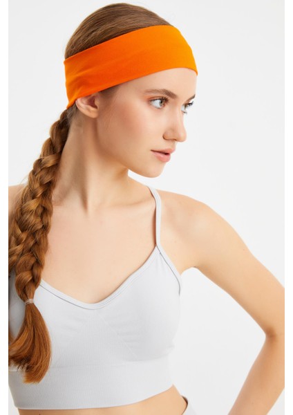 Turuncu Kadın Pamuklu Penye, Kaymaz, Terletmez, Ultra Hafif, Spor Saç Bandı Bandana