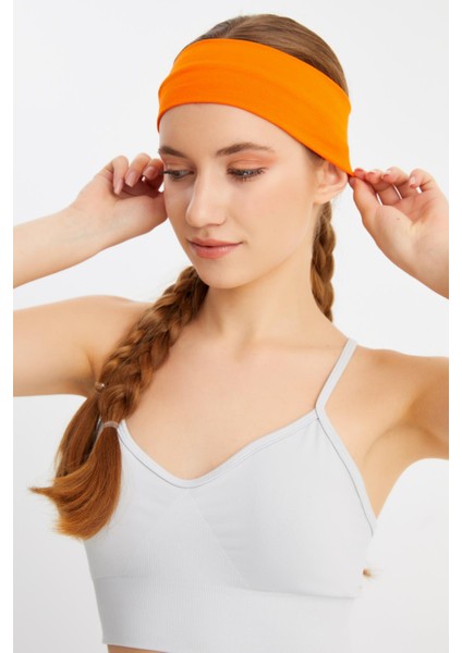 Turuncu Kadın Pamuklu Penye, Kaymaz, Terletmez, Ultra Hafif, Spor Saç Bandı Bandana indirimleri