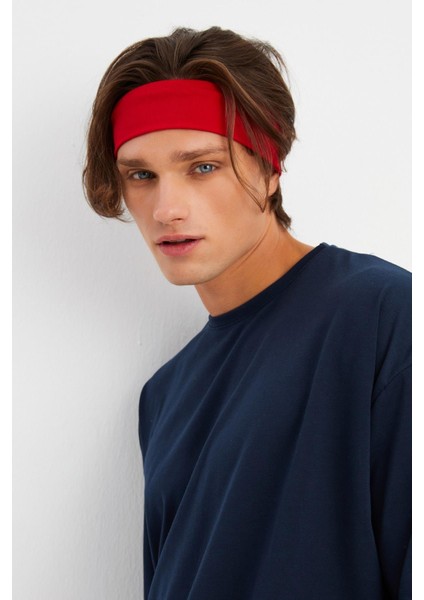 Kırmızı Erkek Pamuklu Penye, Kaymaz, Terletmez, Ultra Hafif, Spor Saç Bandı Bandana