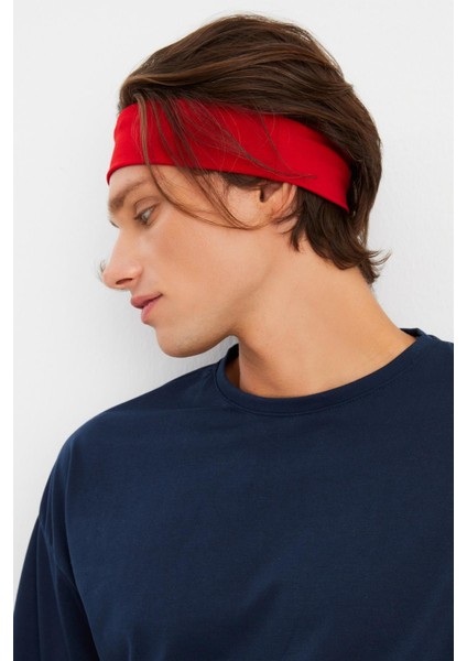 Kırmızı Erkek Pamuklu Penye, Kaymaz, Terletmez, Ultra Hafif, Spor Saç Bandı Bandana