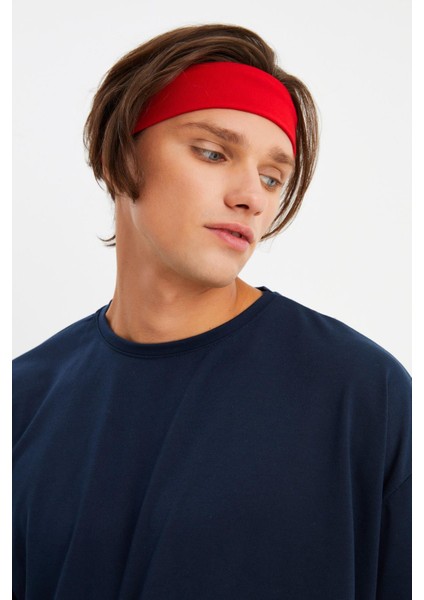 Kırmızı Erkek Pamuklu Penye, Kaymaz, Terletmez, Ultra Hafif, Spor Saç Bandı Bandana