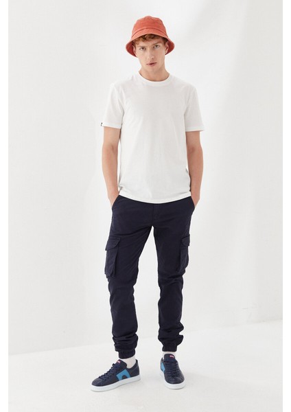 Gabardin Sıkma Paça Regular Fit Kargo Stil Uzun Pantolon Lacivert