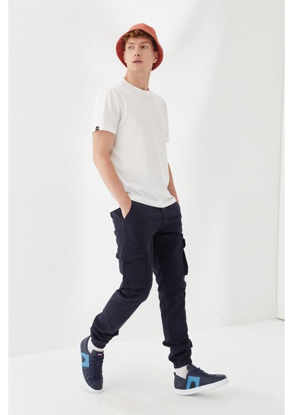 Gabardin Sıkma Paça Regular Fit Kargo Stil Uzun Pantolon Lacivert
