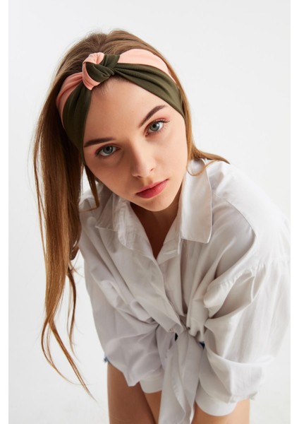 Haki-Pudra Kadın Fenomen Style Pamuklu Penye, Kaymaz, Yumuşak, Esnek, Saç Bandı Bandana fiyatları