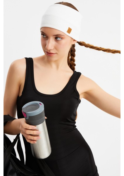 Beyaz Kadın Pamuklu Kaşkorse, Kaymaz, Terletmez, Ultra Hafif, Spor Saç Bandı Bandana Buff