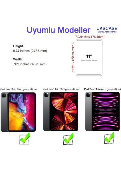 iPad Pro 11 Inch 2022, 2021, 2020 (4th, 3rd, 2nd Generation) Uyumlu Şeffaf Silikon Kılıf