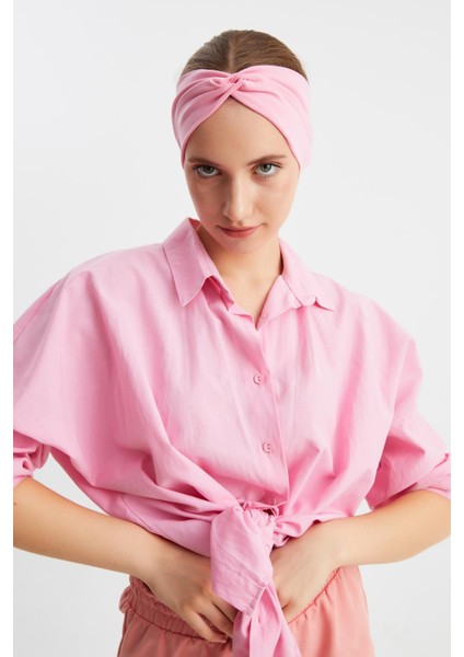 Pembe Kadın Çapraz Bağlamalı Pamuklu Penye, Kaymaz, Yumuşak, Esnek, Saç Bandı Bandana fiyatları