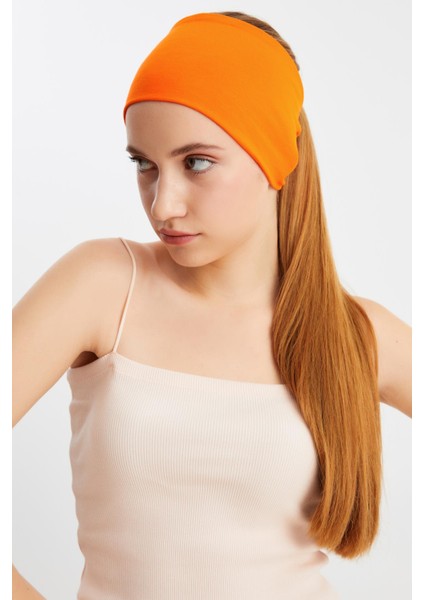 Turuncu Kadın Çift Taraflı Kullanım Alternatifli, Pamuklu Penye, Kaymaz, Hafif, Spor Saç Bandı Bandana fiyatları