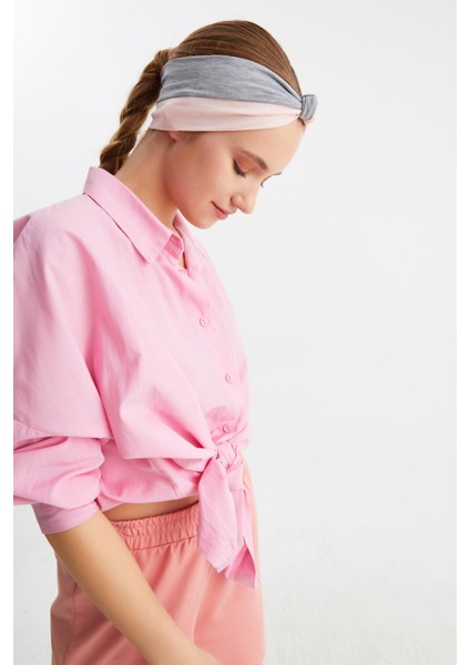 Gri-Pudra Kadın Fenomen Style Pamuklu Penye, Kaymaz, Yumuşak, Esnek, Saç Bandı Bandana fiyatları