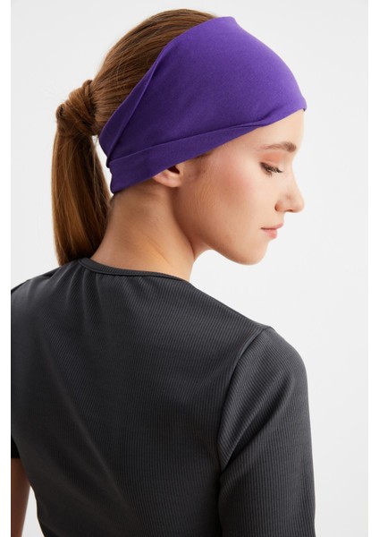 Mor Kadın Çift Taraflı Kullanım Alternatifli, Pamuklu Penye, Kaymaz, Hafif, Spor Saç Bandı Bandana fırsatları