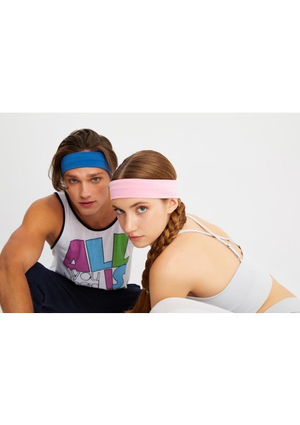 Pembe-Mavi 2'li Pamuklu Penye, Kaymaz, Terletmez, Ultra Hafif, Spor Saç Bandı Bandana fiyatları