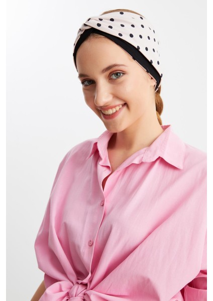 Pudra-Siyah Kadın Trend Style Pamuklu Penye, Kaymaz, Yumuşak, Esnek, Saç Bandı Bandana fiyatları