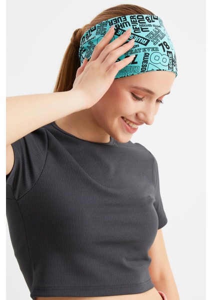 Turquaz Kadın Çift Taraflı Kullanım Alternatifli, Pamuklu Penye, Kaymaz, Hafif, Spor Saç Bandı Bandana fiyatları