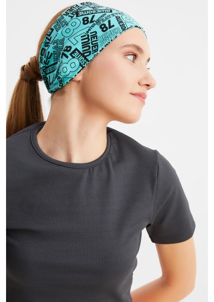 Turquaz Kadın Çift Taraflı Kullanım Alternatifli, Pamuklu Penye, Kaymaz, Hafif, Spor Saç Bandı Bandana indirimleri