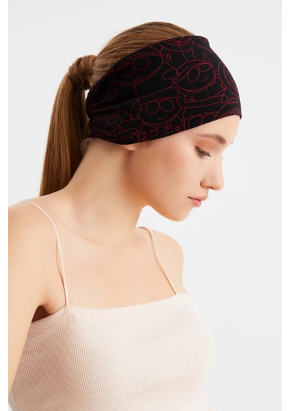 Siyah-Kırmızı Kadın Çift Taraflı Kullanım Alternatifli, Pamuklu Penye, Kaymaz, Hafif, Spor Saç Bandı Bandana indirimleri