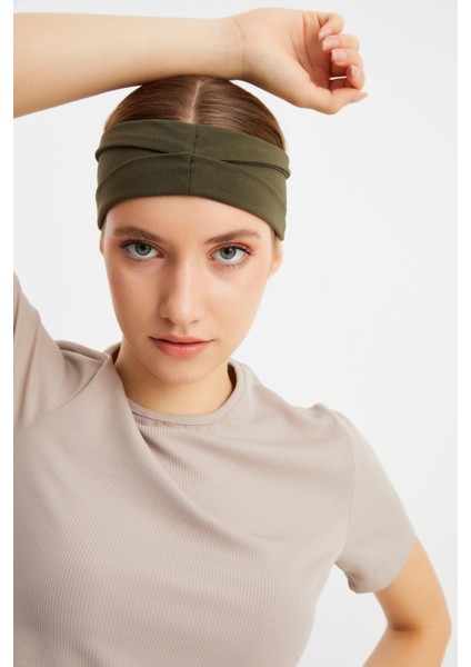 Koyu Yeşil Kadın Çift Taraflı Kullanım Alternatifli, Pamuklu Penye, Kaymaz, Hafif, Spor Saç Bandı Bandana fiyatları
