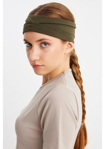 Koyu Yeşil Kadın Çift Taraflı Kullanım Alternatifli, Pamuklu Penye, Kaymaz, Hafif, Spor Saç Bandı Bandana indirimleri