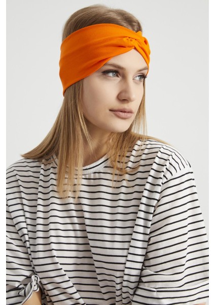 Stil Turuncu, Butik Tasarım Kadın Bandana Saç Bandı, Ekstra Yumuşak, Esnek, Doğal, Pamuklu Penye