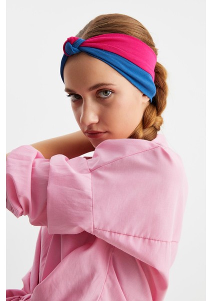Bordo-Mavi Kadın Fenomen Style Pamuklu Penye, Kaymaz, Yumuşak, Esnek, Saç Bandı Bandana fiyatları