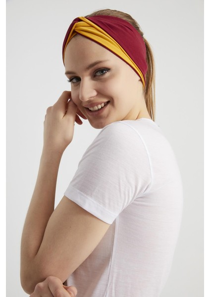 Hardal-Vişne Butik Tasarım Kadın Bandana Saç Bandı, Ekstra Yumuşak, Esnek, Doğal, Pamuklu Penye fırsatları