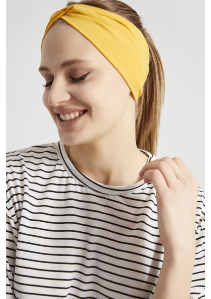 Hardal Sarısı Butik Tasarım Kadın Bandana Saç Bandı, Ekstra Yumuşak, Esnek, Doğal, Pamuklu Penye fiyatları