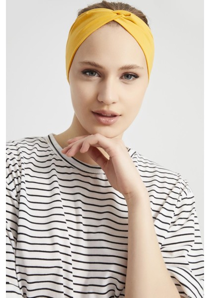 Hardal Sarısı Butik Tasarım Kadın Bandana Saç Bandı, Ekstra Yumuşak, Esnek, Doğal, Pamuklu Penye modelleri