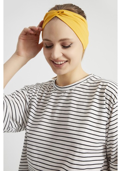Hardal Sarısı Butik Tasarım Kadın Bandana Saç Bandı, Ekstra Yumuşak, Esnek, Doğal, Pamuklu Penye fırsatları