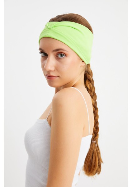 Fıstık Yeşil Kadın Çift Taraflı Kullanım Alternatifli, Pamuklu Penye, Kaymaz, Hafif, Spor Saç Bandı Bandana fırsatları
