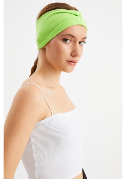 Fıstık Yeşil Kadın Çift Taraflı Kullanım Alternatifli, Pamuklu Penye, Kaymaz, Hafif, Spor Saç Bandı Bandana indirimleri