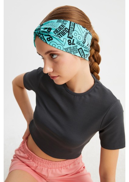 Turquaz Desen Kadın Çapraz Bağlamalı Pamuklu Penye, Kaymaz, Yumuşak, Esnek, Saç Bandı Bandana fiyatları