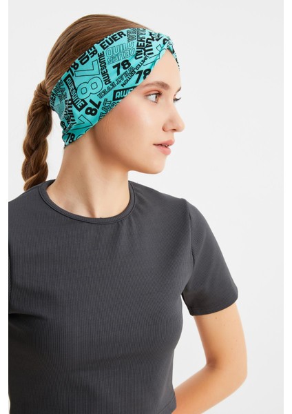 Turquaz Desen Kadın Çapraz Bağlamalı Pamuklu Penye, Kaymaz, Yumuşak, Esnek, Saç Bandı Bandana fırsatları