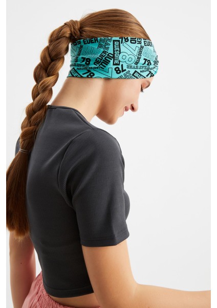 Turquaz Desen Kadın Çapraz Bağlamalı Pamuklu Penye, Kaymaz, Yumuşak, Esnek, Saç Bandı Bandana indirimleri