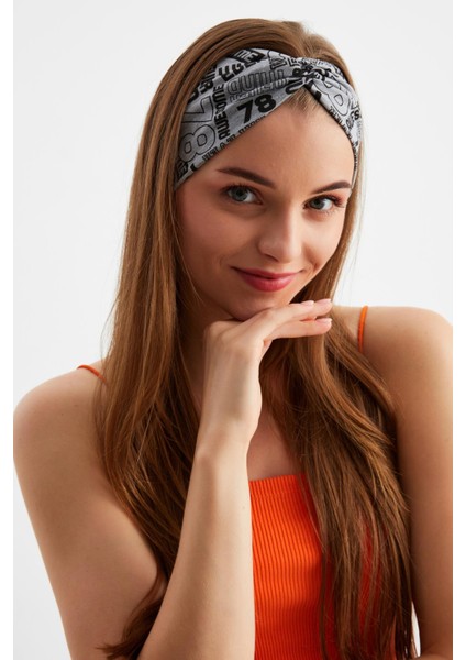 Gri Desen Kadın Çapraz Bağlamalı Pamuklu Penye, Kaymaz, Yumuşak, Esnek, Saç Bandı Bandana fiyatları