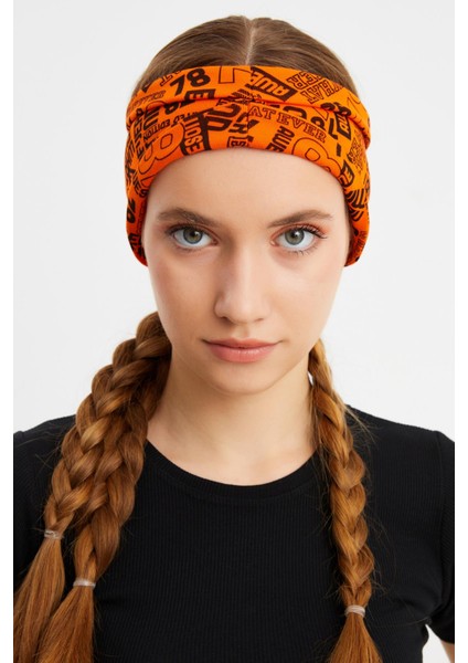 Turuncu Kadın Çift Taraflı Kullanım Alternatifli, Pamuklu Penye, Kaymaz, Hafif, Spor Saç Bandı Bandana fiyatları