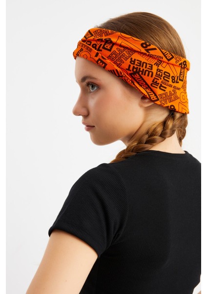 Turuncu Kadın Çift Taraflı Kullanım Alternatifli, Pamuklu Penye, Kaymaz, Hafif, Spor Saç Bandı Bandana indirimleri