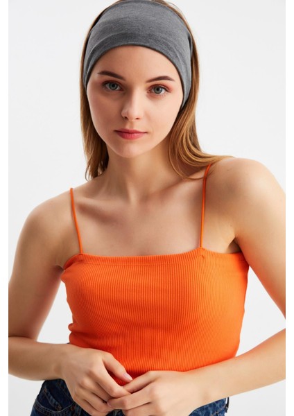 Füme Kadın Çift Taraflı Kullanım Alternatifli, Pamuklu Penye, Kaymaz, Hafif, Spor Saç Bandı Bandana