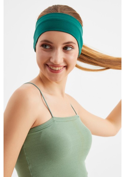 Zümrüt Yeşil Kadın Pamuklu Penye, Kaymaz, Terletmez, Ultra Hafif, Spor Saç Bandı Bandana fırsatları