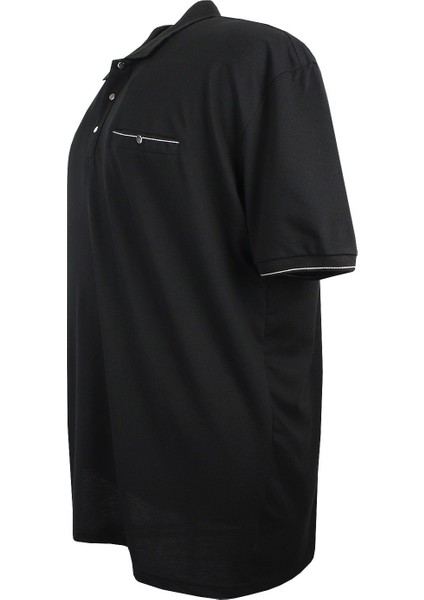 Büyük Beden Polo Yaka Tişört Cepli Pike Siyah fiyatları