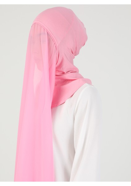 Hijablı Şifon Şal - Pembe - Ecardin