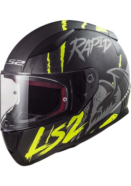 Rapid Raven Mat Siyah-Gri-Neon Sarı Kask L