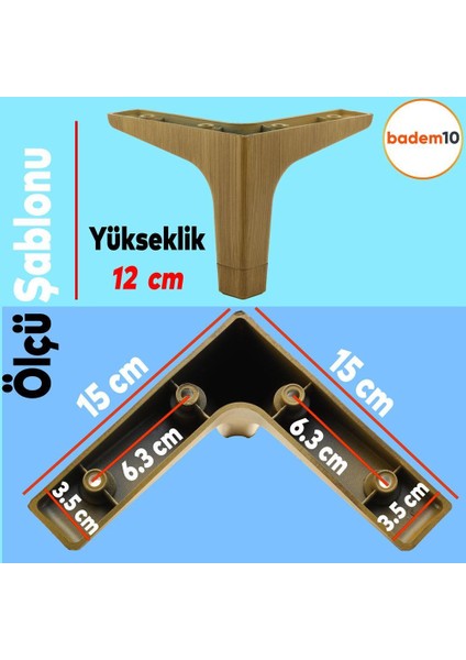 Sedef Lüks Mobilya Kanepe Sehpa Tv Ünitesi Koltuk Ayağı 12 cm Açık Ceviz Ayakları (4 Adet) fiyatları