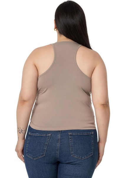 Büyük Beden Önü ve Yanları Drapeli Halter Yaka Vizon Body modelleri