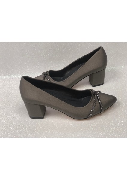 Kafkaslar Taşlı Saten 6 Cm. Topuklu Bayan Stiletto Bayan Ayakkabı