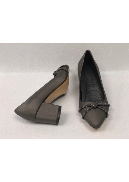 Kafkaslar Taşlı Saten 6 Cm. Topuklu Bayan Stiletto Bayan Ayakkabı
